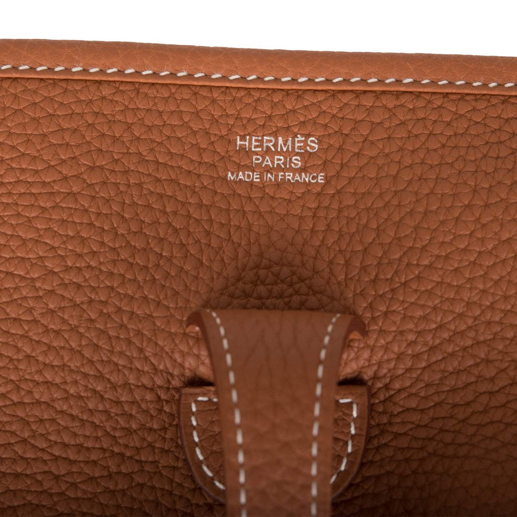 Hermes Gold Clemence Evelyne III PM Bag Palladium Hardware