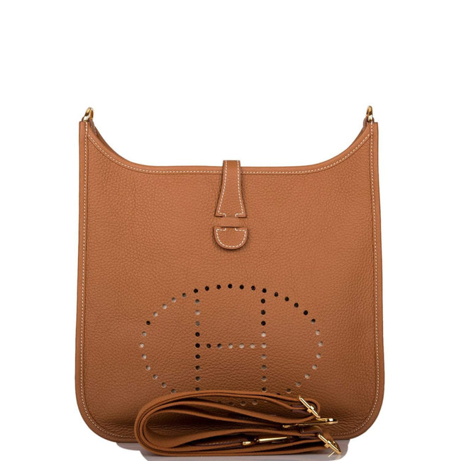 Hermes Gold Clemence Evelyne III PM Bag Gold Hardware Hover Image