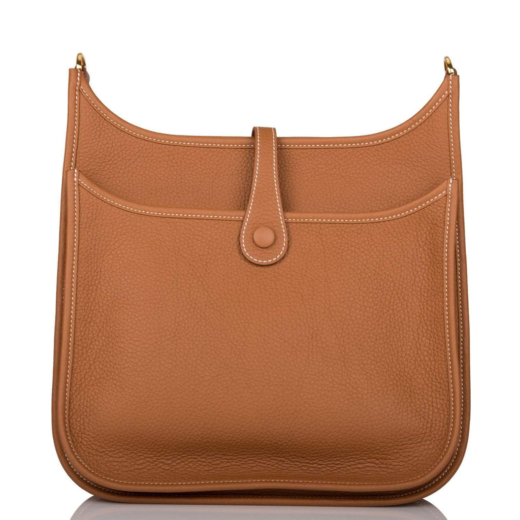 Hermes Gold Clemence Evelyne III PM Bag Gold Hardware
