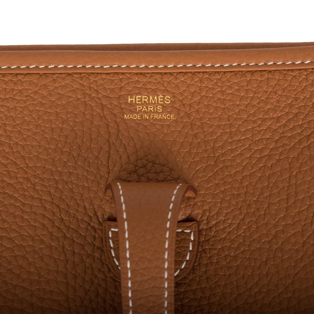 Hermes Gold Clemence Evelyne III PM Bag Gold Hardware
