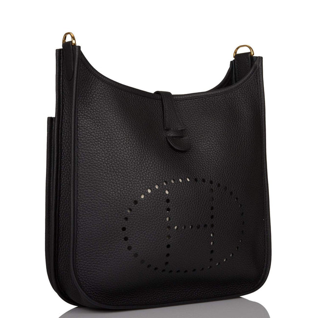 Hermes Evelyne III PM Black Clemence Gold Hardware Main Image
