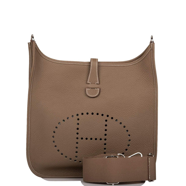 Hermes Evelyne III PM Etoupe Clemence Palladium Hardware Hover Image