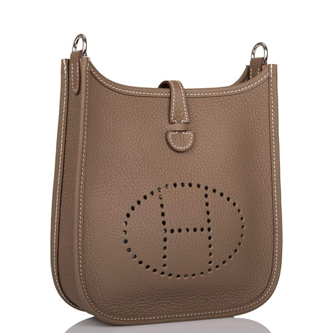 Hermes Evelyne TPM Etoupe Clemence Bag Palladium Hardware Main Image