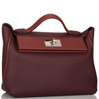 Hermes Bordeaux and Rouge H 24/24 Bag 29cm Palladium Hardware