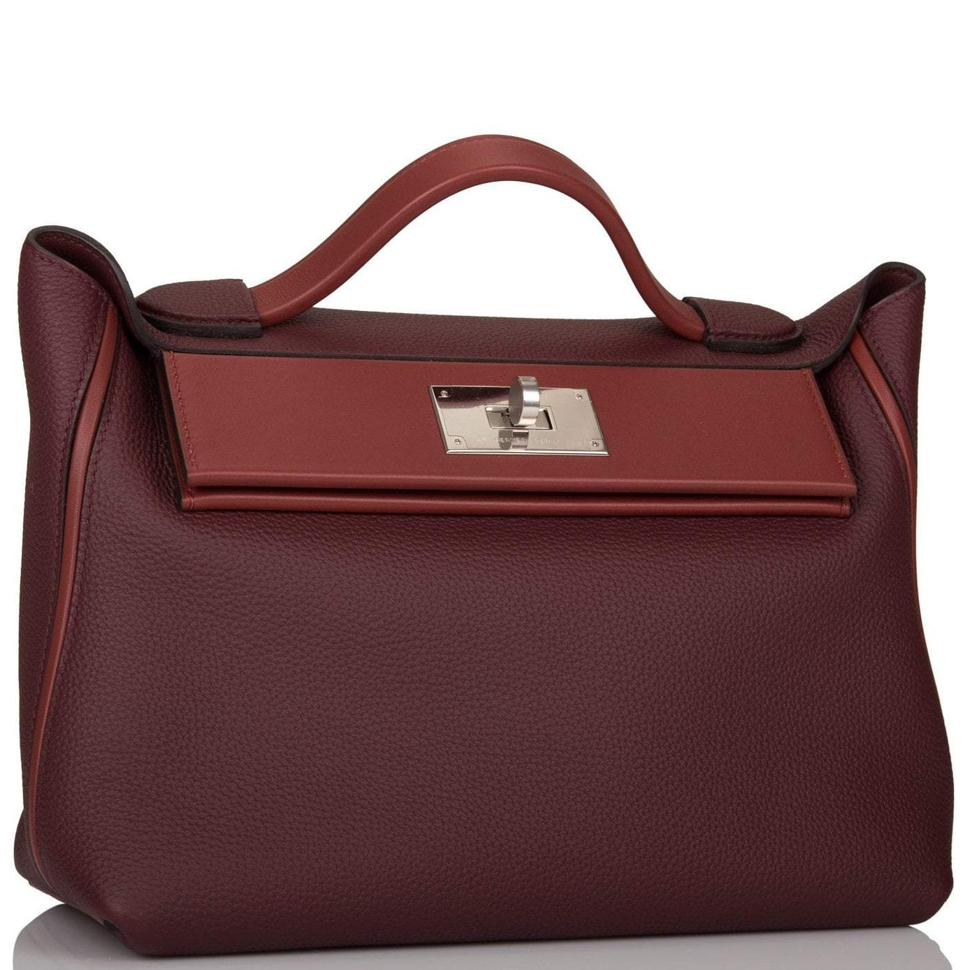 Hermes Bordeaux and Rouge H 24/24 Bag 29cm Palladium Hardware