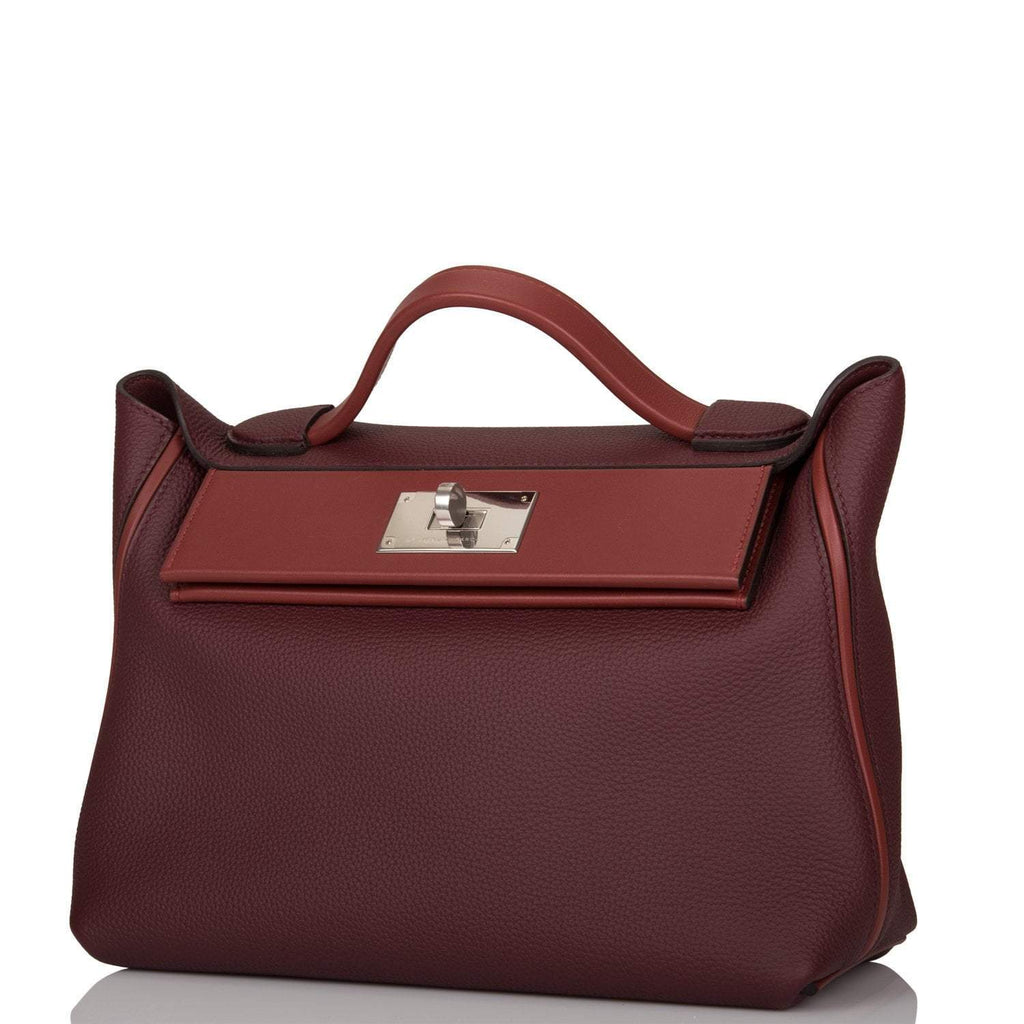 Hermes Bordeaux and Rouge H 24/24 Bag 29cm Palladium Hardware