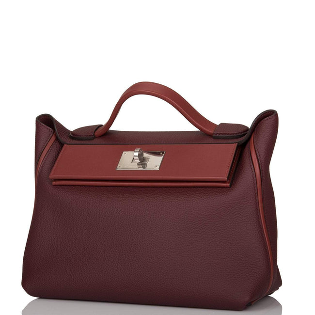 Hermes Bordeaux and Rouge H 24/24 Bag 29cm Palladium Hardware Main Image