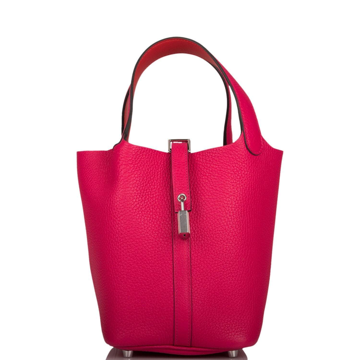 Hermes Rose Mexico Clemence Picotin Lock 18cm Palladium Hardware