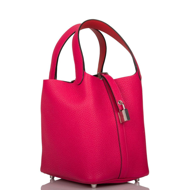 Hermes Rose Mexico Clemence Picotin Lock 18cm Palladium Hardware Main Image