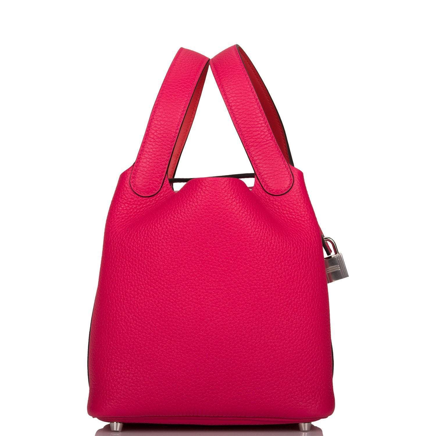 Hermes Rose Mexico Clemence Picotin Lock 18cm Palladium Hardware