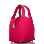 Hermes Rose Mexico Clemence Picotin Lock 18cm Palladium Hardware