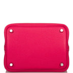 Hermes Rose Mexico Clemence Picotin Lock 18cm Palladium Hardware