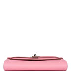 Hermes Rose Confetti Epsom Kelly Wallet To Go Palladium Hardware