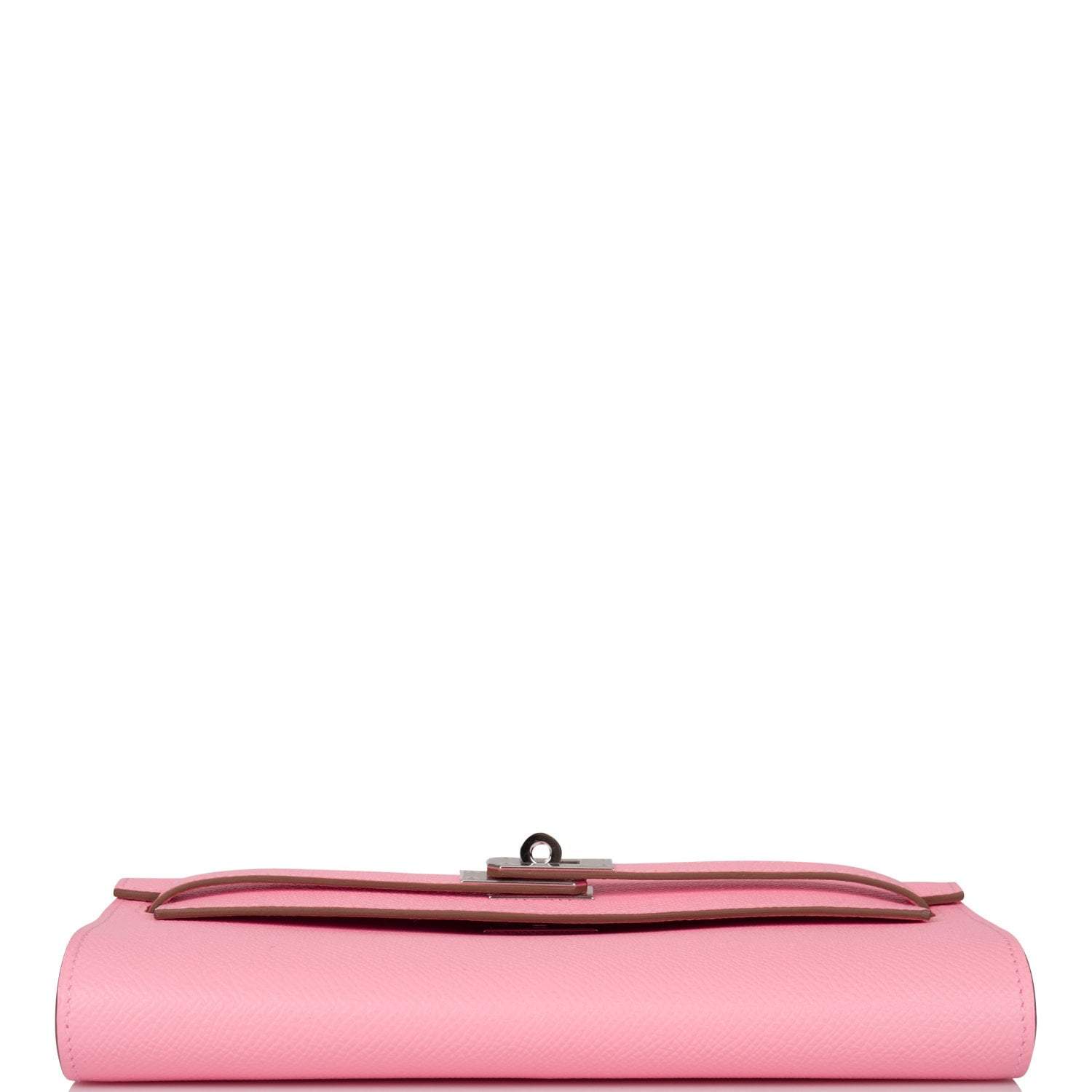 Hermes Rose Confetti Epsom Kelly Wallet To Go Palladium Hardware