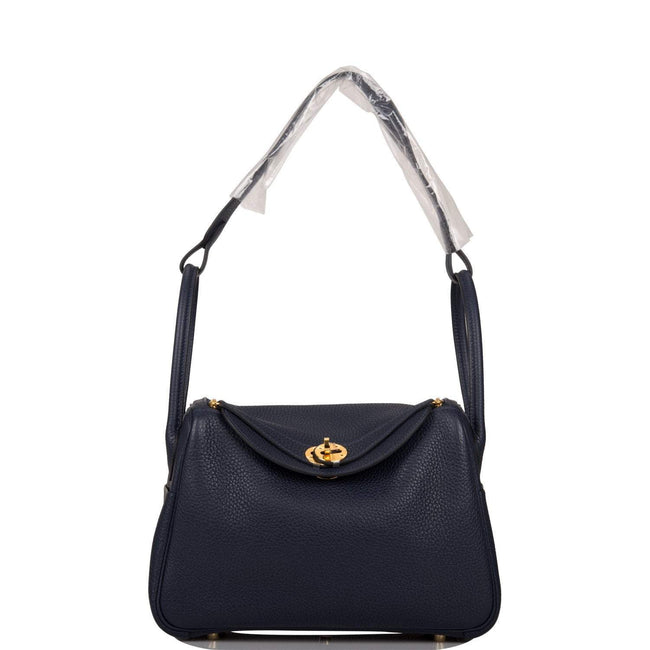 Hermes Bleu Nuit Clemence Lindy 26cm Gold Hardware Hover Image