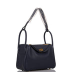 Hermes Bleu Nuit Clemence Lindy 26cm Gold Hardware