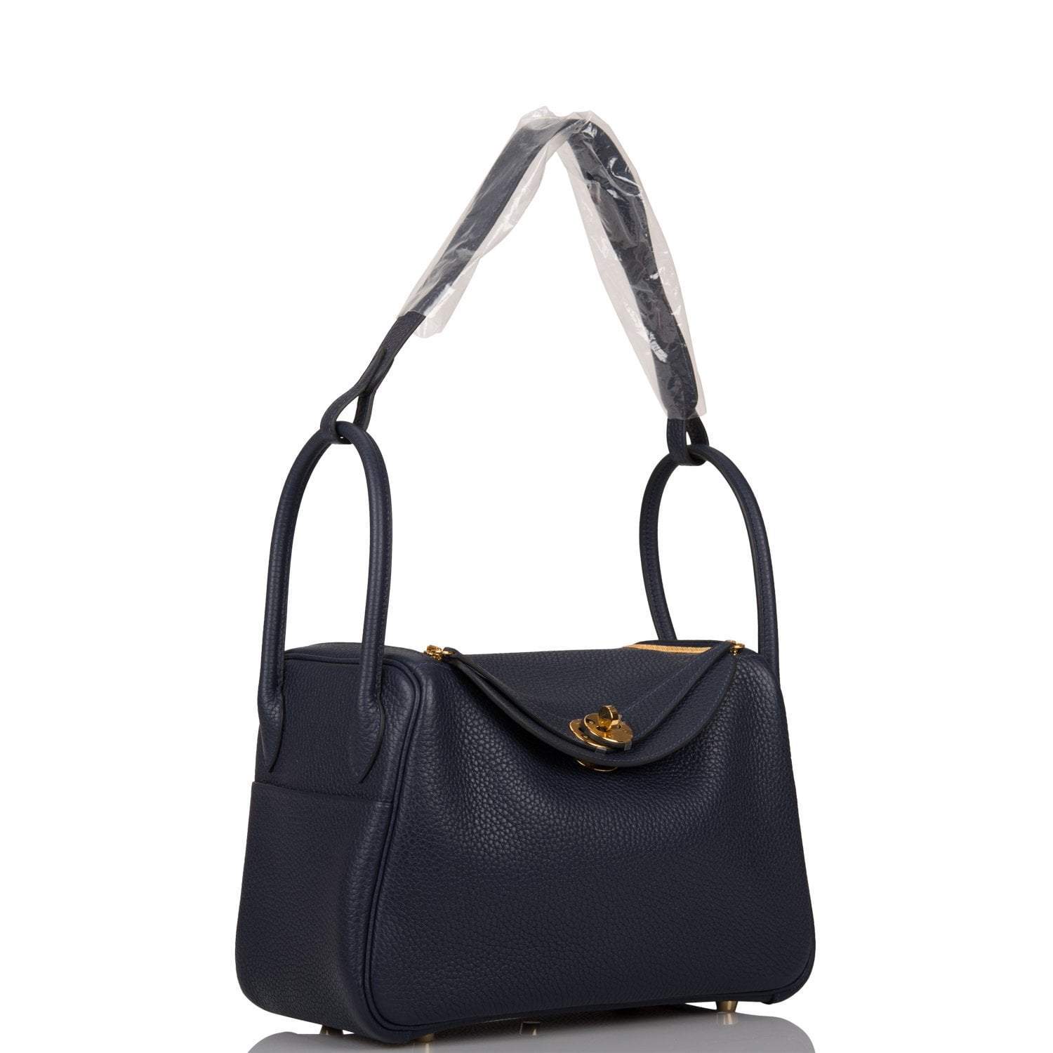 Hermes Bleu Nuit Clemence Lindy 26cm Gold Hardware