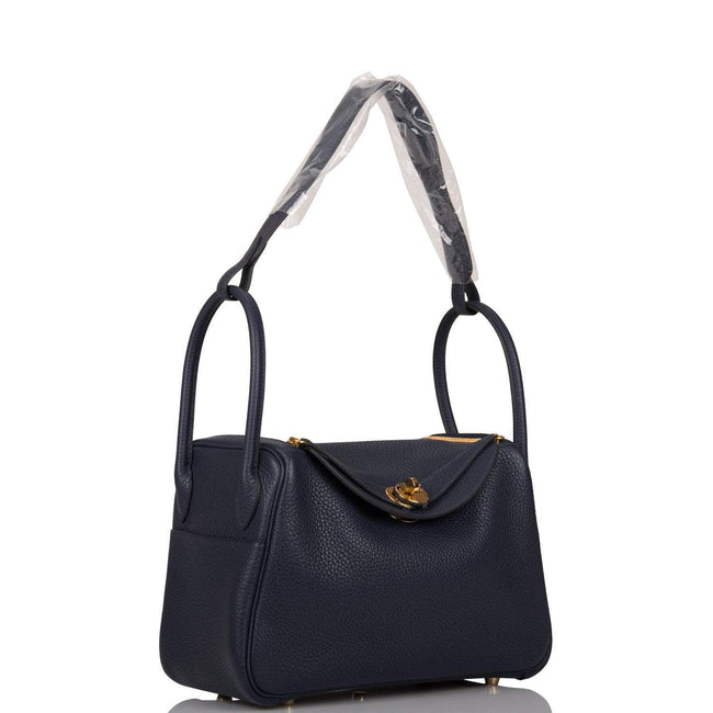 Hermes Bleu Nuit Clemence Lindy 26cm Gold Hardware Main Image