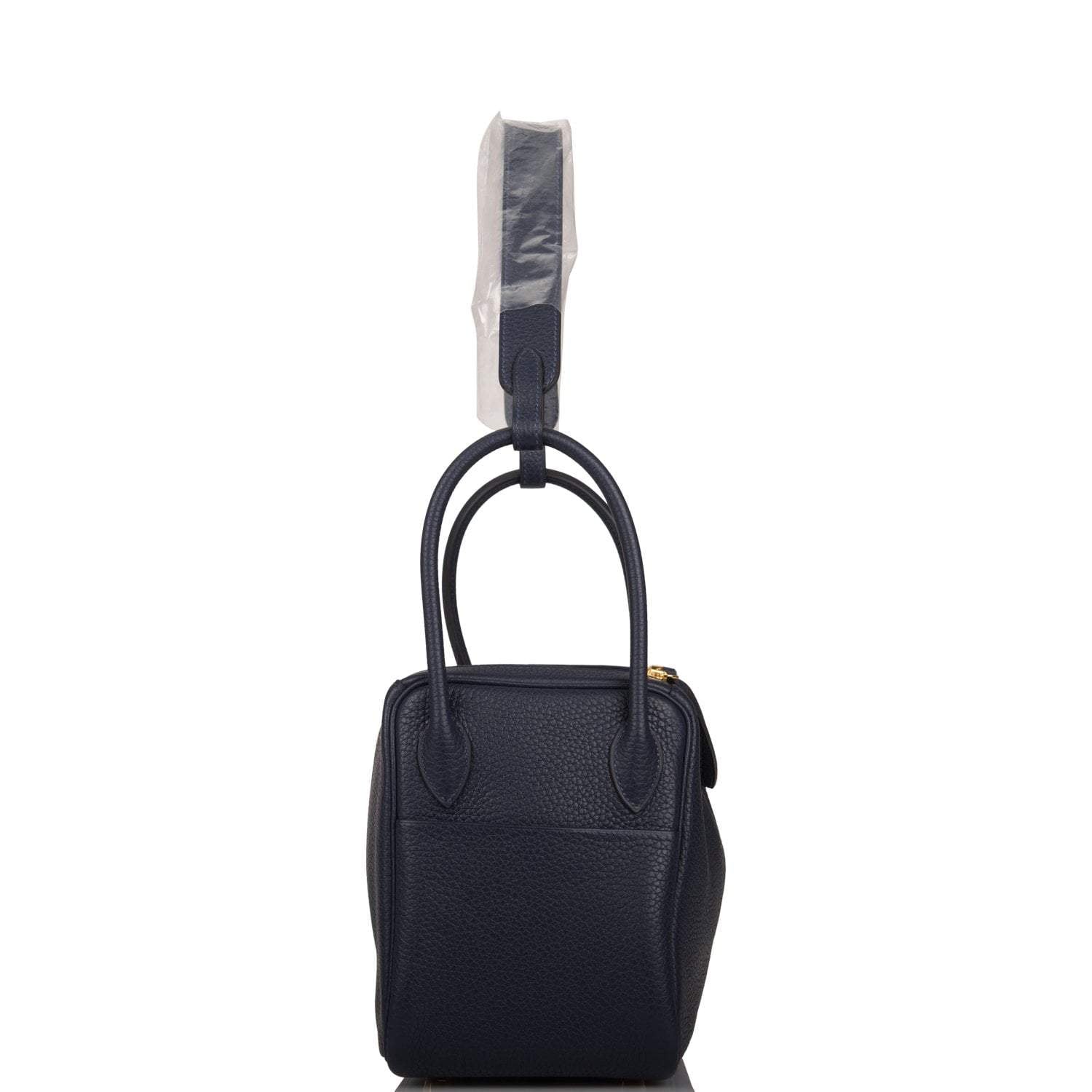 Hermes Bleu Nuit Clemence Lindy 26cm Gold Hardware