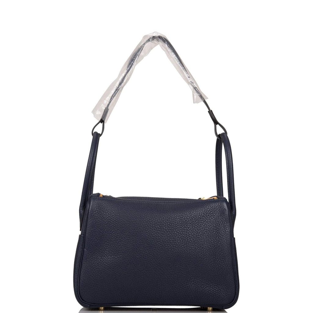 Hermes Bleu Nuit Clemence Lindy 26cm Gold Hardware