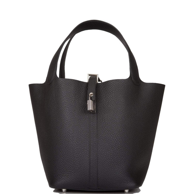 Hermes Black Clemence Picotin Lock 22cm Palladium Hardware Hover Image