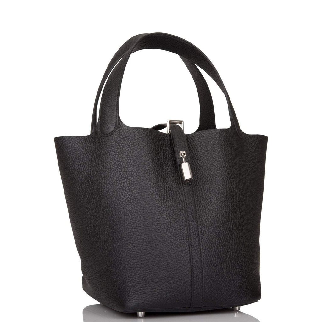 Hermes Black Clemence Picotin Lock 22cm Palladium Hardware