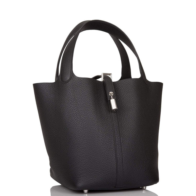 Hermes Black Clemence Picotin Lock 22cm Palladium Hardware Main Image