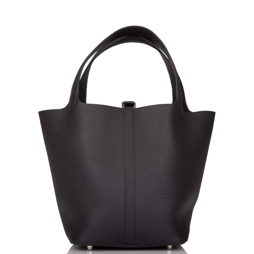 Hermes Black Clemence Picotin Lock 22cm Palladium Hardware