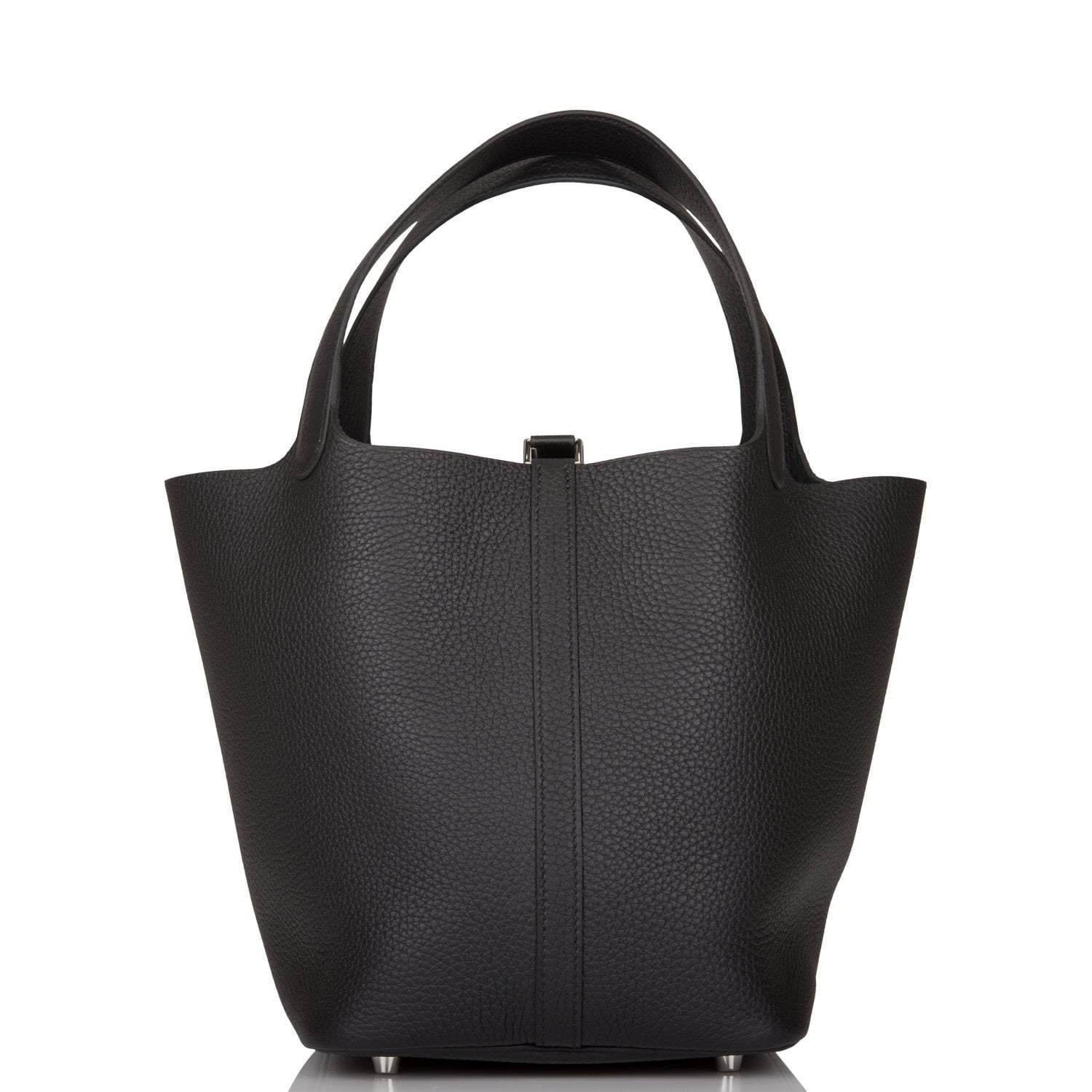 Hermes Black Clemence Picotin Lock 22cm Palladium Hardware