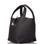 Hermes Black Clemence Picotin Lock 22cm Palladium Hardware