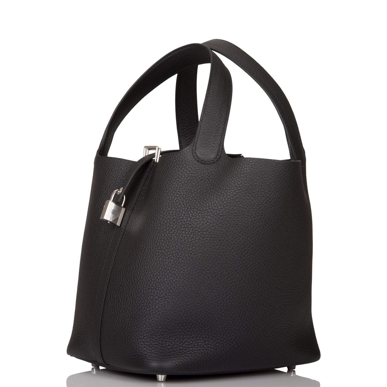 Hermes Black Clemence Picotin Lock 22cm Palladium Hardware