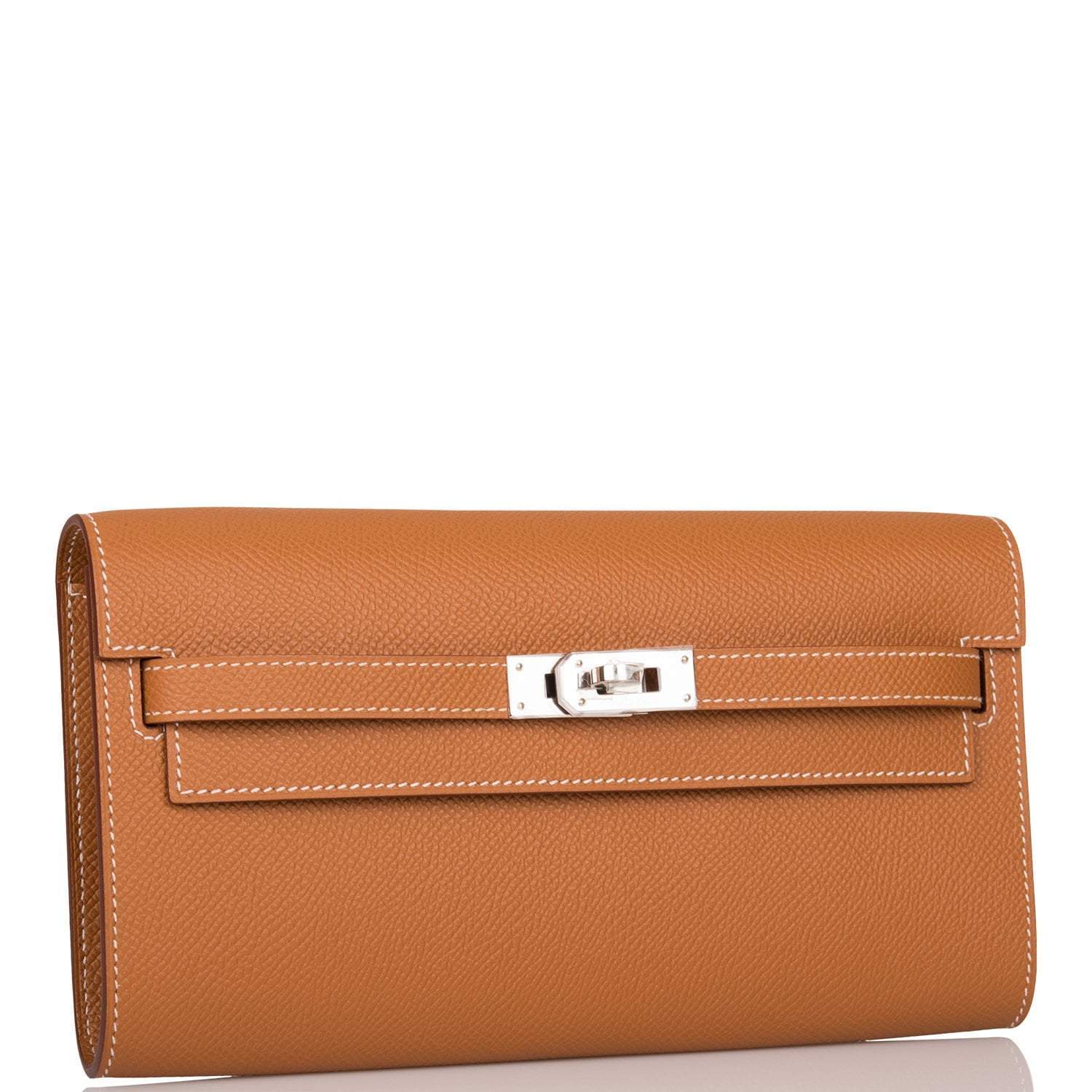 Hermes Gold Epsom Kelly Wallet To Go Palladium Hardware
