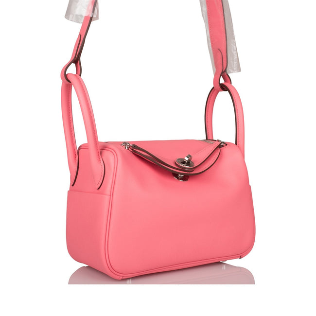 Hermes Rose D'Ete Swift Mini Lindy Palladium Hardware Main Image