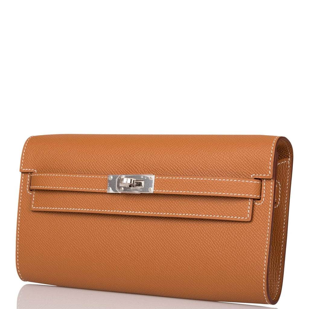 Hermes Gold Epsom Kelly Wallet To Go Palladium Hardware
