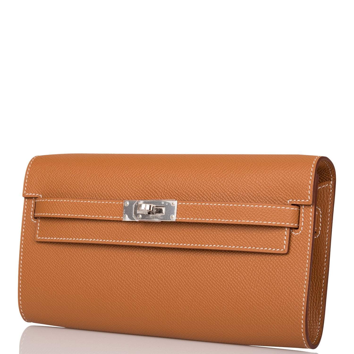 Hermes Gold Epsom Kelly Wallet To Go Palladium Hardware