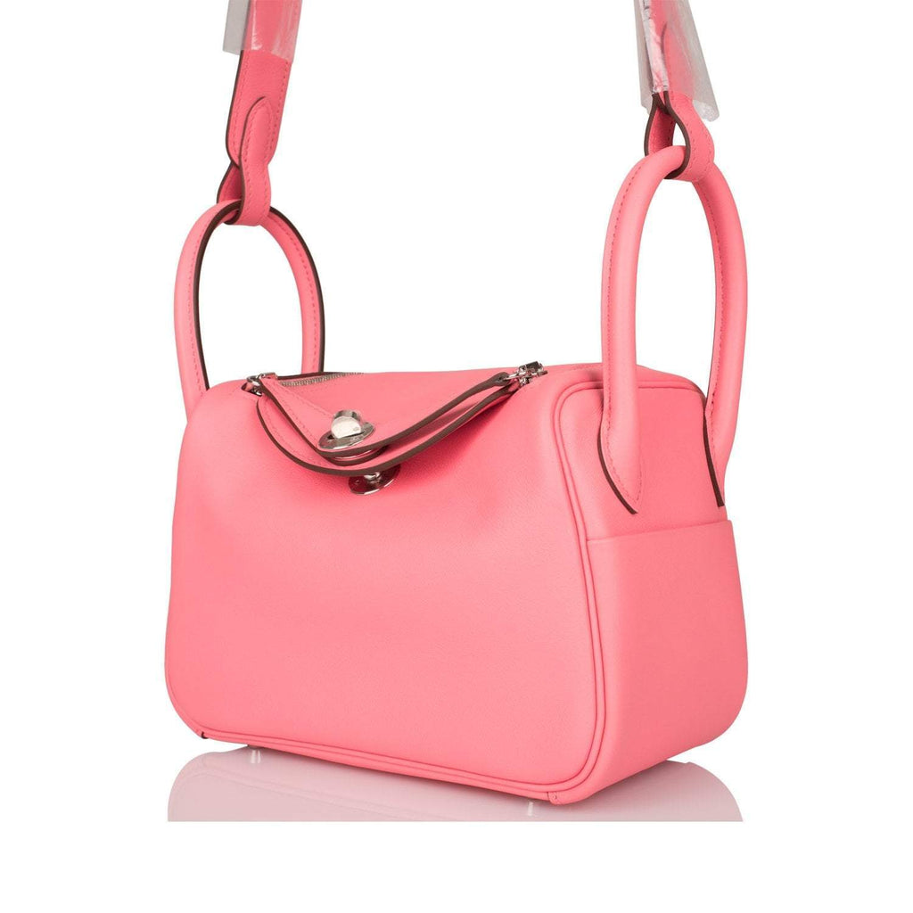 Hermes Rose D'Ete Swift Mini Lindy Palladium Hardware