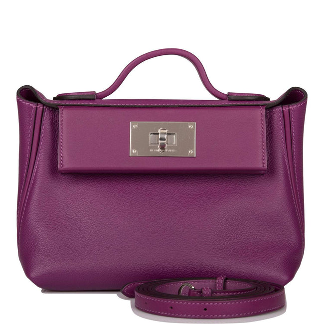 Hermes Anemone Evercolor and Swift Mini 24/24 Bag Palladium Hardware Hover Image