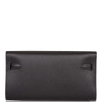 Hermes Black Chevre Kelly Wallet To Go Palladium Hardware