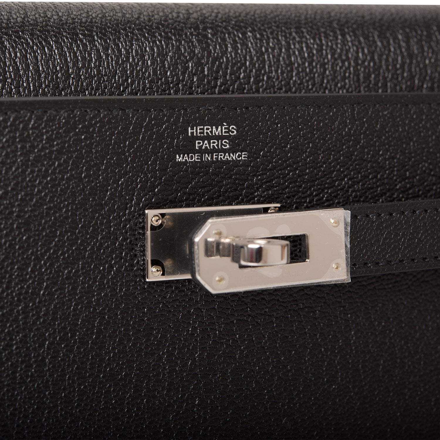 Hermes Black Chevre Kelly Wallet To Go Palladium Hardware