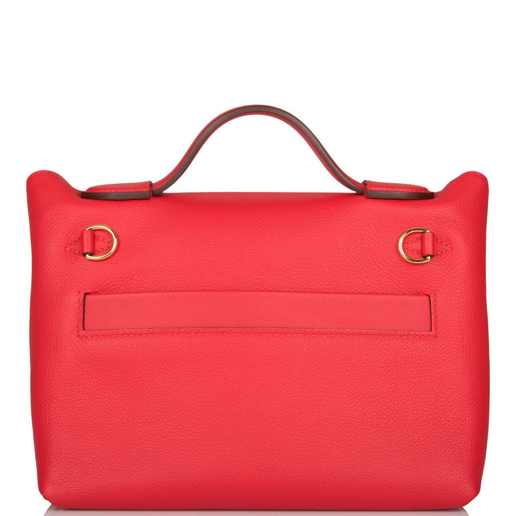 Hermes Rouge de Coeur Evercolor and Swift Mini 24/24 Bag Gold Hardware