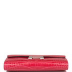 Hermes Rose Extreme Shiny Alligator Constance Wallet To Go Palladium Hardware