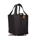 Hermes Black Clemence Picotin Lock 18cm Gold Hardware