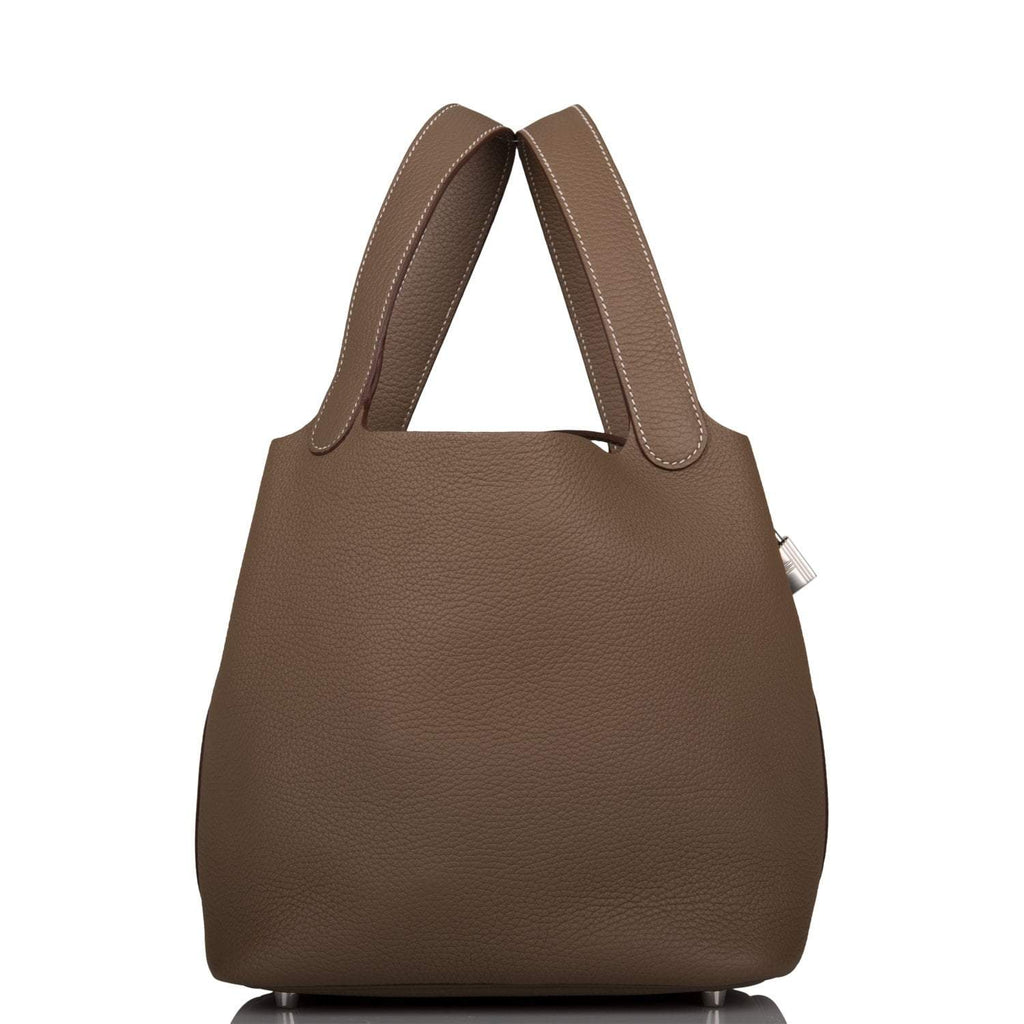 Hermes Etoupe Clemence Picotin Lock 22cm Palladium Hardware