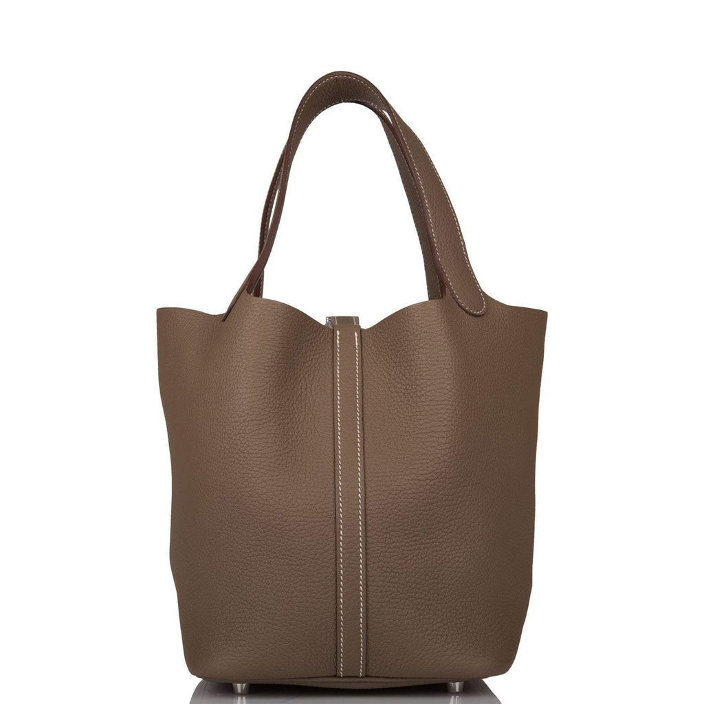 Hermes Etoupe Clemence Picotin Lock 22cm Palladium Hardware