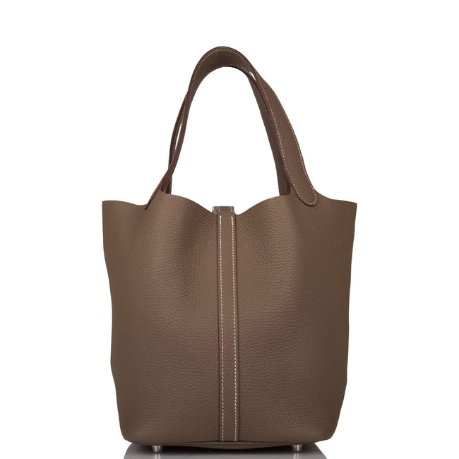 Hermes Etoupe Clemence Picotin Lock 22cm Palladium Hardware Hover Image