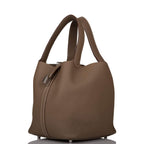 Hermes Etoupe Clemence Picotin Lock 22cm Palladium Hardware