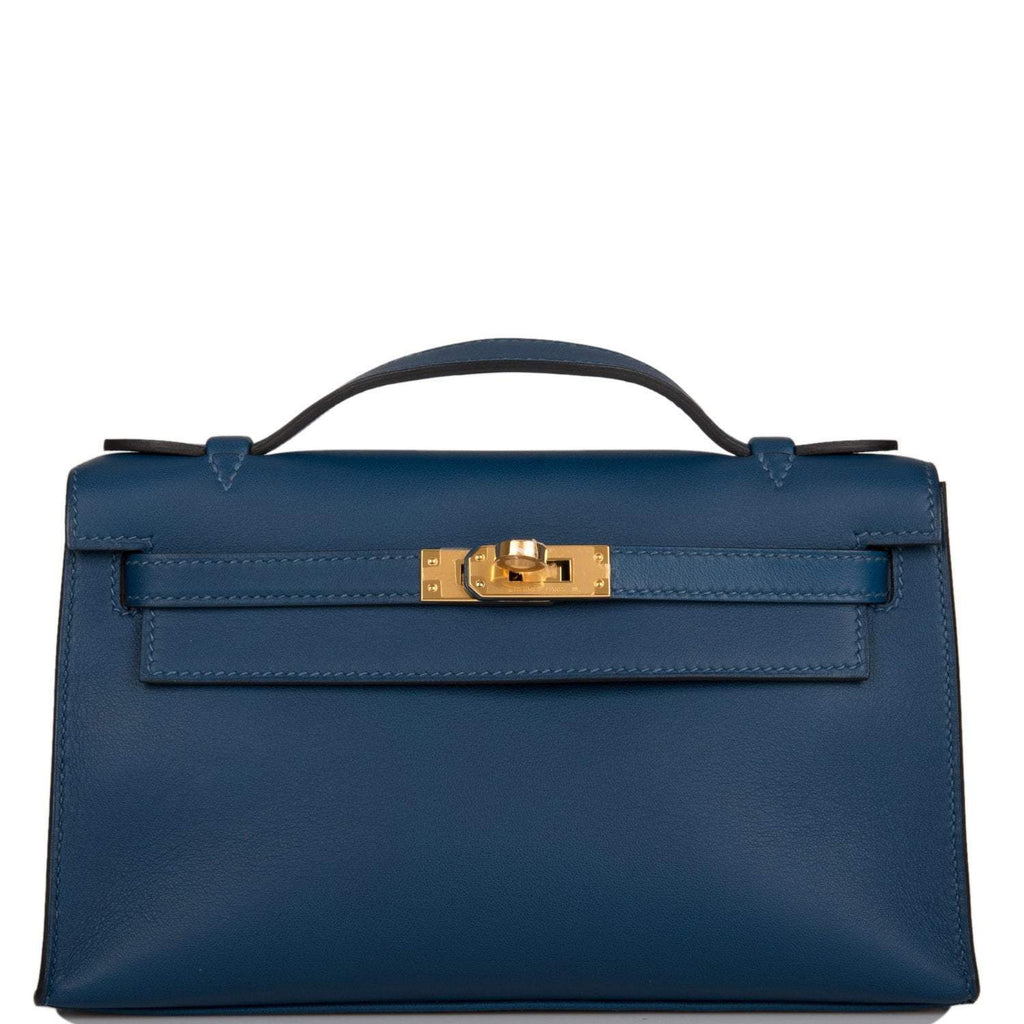 Hermes Deep Blue Swift Mini Kelly Pochette Gold Hardware