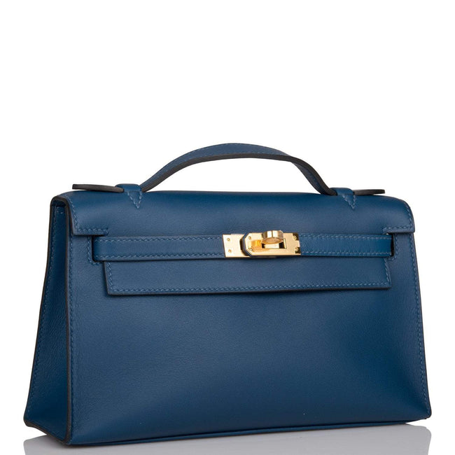 Hermes Deep Blue Swift Mini Kelly Pochette Gold Hardware Main Image