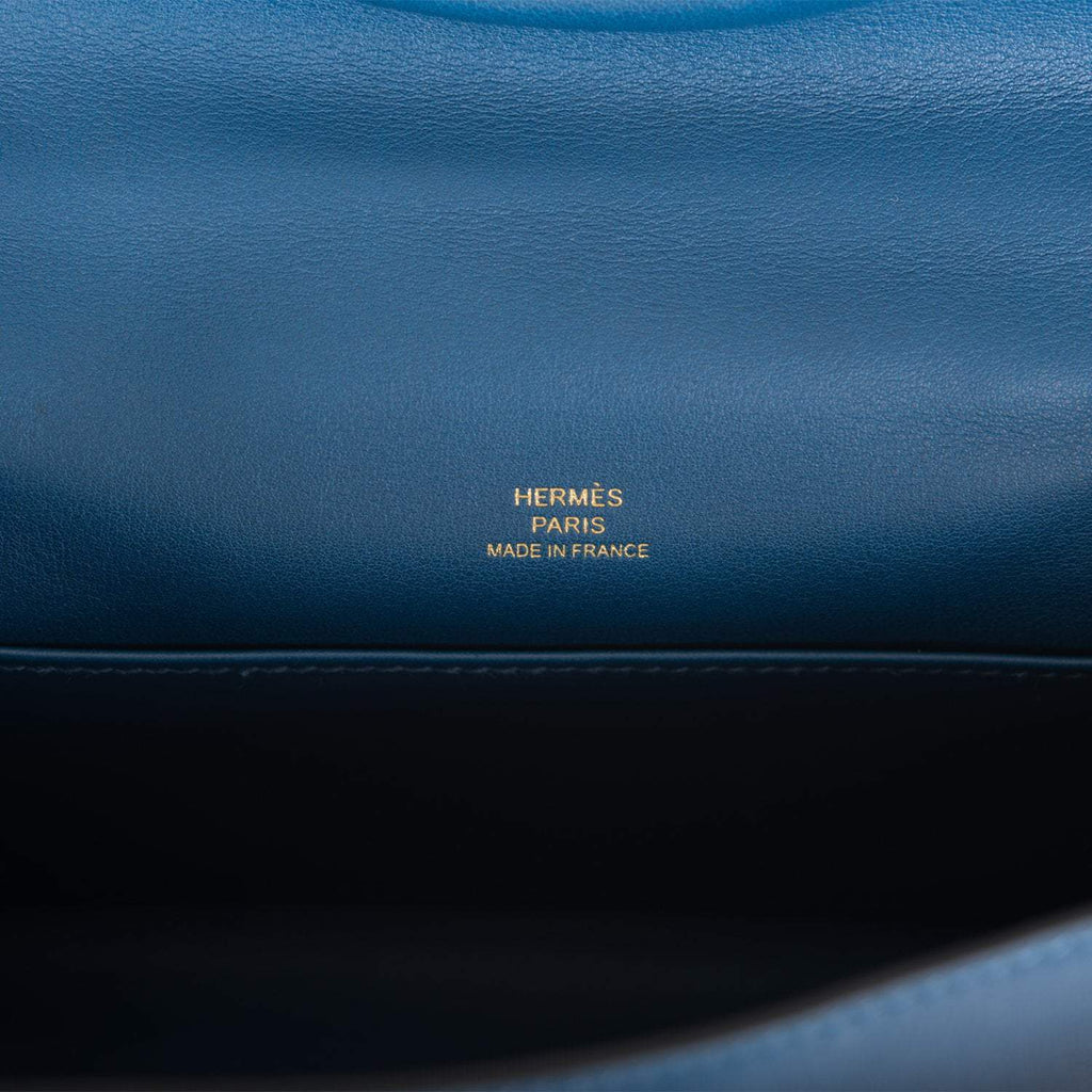 Hermes Deep Blue Swift Mini Kelly Pochette Gold Hardware
