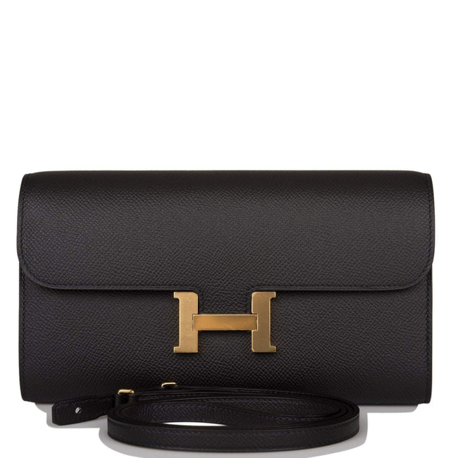 Hermes Black Epsom Constance Wallet To Go Gold Hardware Main Image